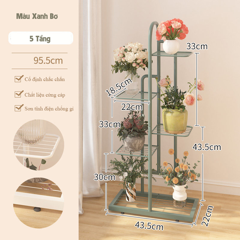 Kệ để chậu cây ban công, trang trí nhà Regoo RG1041 nhiều tầng đặt sàn, khung sắt sơn tĩnh điện phong cách tối giản hiện đại.