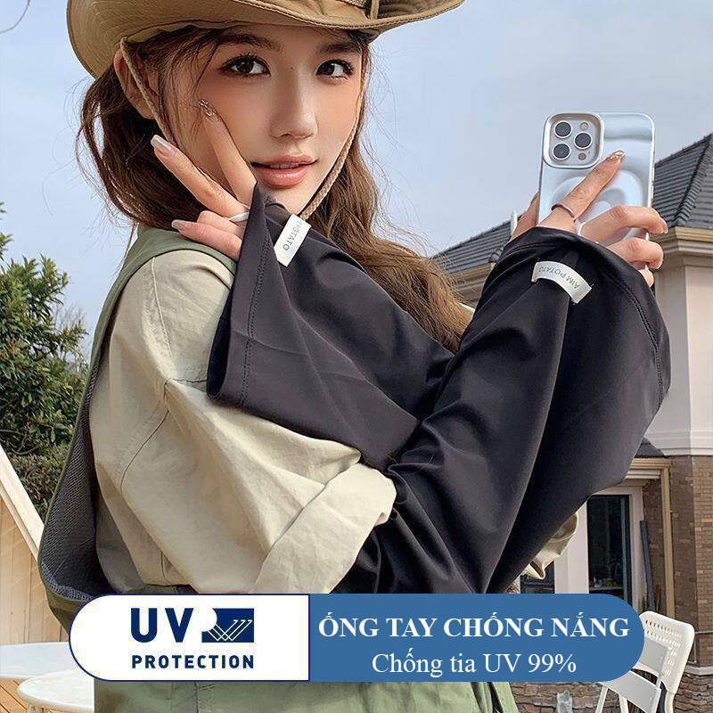 Ống tay chống nắng nữ Regoo RG642 freesize, dáng loe rộng, vải vải lụa băng mỏng nhẹ