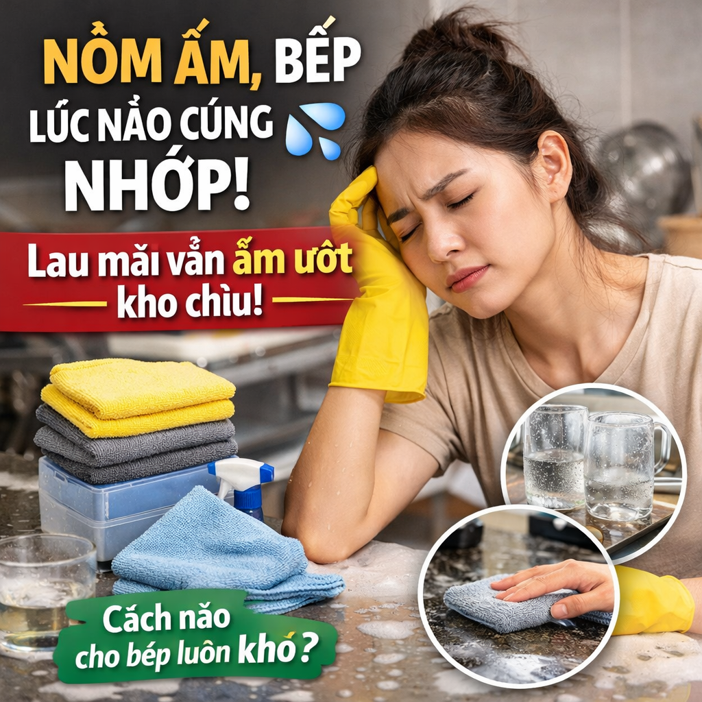 Nồm ẩm cuối mùa giữ bếp khô thế nào để mặt bàn đỡ nhớp và đỡ trơn hơn mỗi ngày