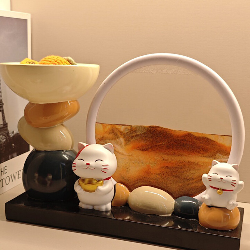 Tranh cát mèo thần tài Regoo RG342, cát chảy thư giãn, decor lối vào và quà tặng tân gia