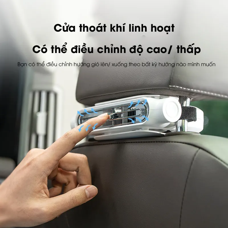 Quạt gắn ghế ô tô tích điện nâng cấp mới RG1433 2026, dùng cho ghế trước và ghế sau, có bản pin dự phòng 300mAh và bản cắm USB - Bảo hành 24 tháng