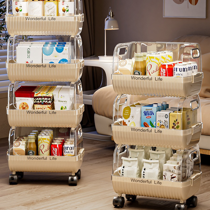 Kệ để đồ đa năng nhiều tầng phòng khách RG1331, giá để đồ ăn nhẹ - Giá để đồ di động có bánh xe thông minh