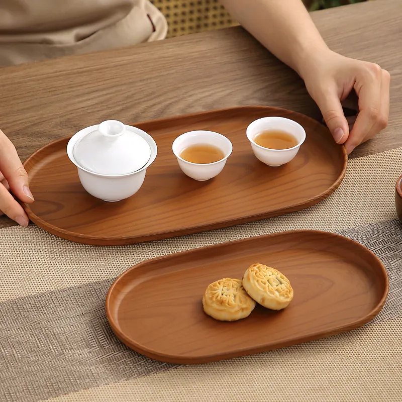 Bộ khay vân gỗ Regoo 3 chiếc, nhựa PP, 3 kích thước dùng đựng trà, cốc nước và bánh