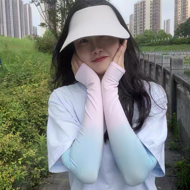 Ống tay chống nắng nữ Regoo RG645 vải thun lạnh freesize, phối màu chuyển sắc, đeo mát tay khi đi ngoài trời