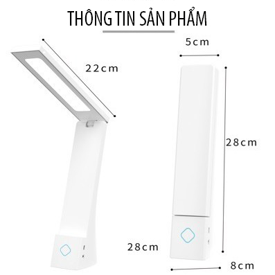 Đèn bàn LED gấp gọn Regoo RG1633, cảm ứng, 3 màu sáng, chỉnh sáng vô cấp
