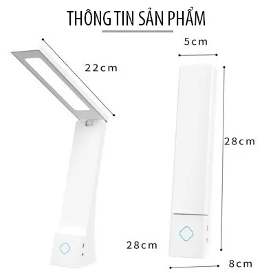 Đèn bàn LED gấp gọn Regoo RG1633, cảm ứng, 3 màu sáng, chỉnh sáng vô cấp