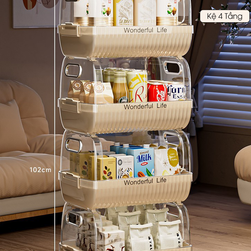 Kệ để đồ đa năng nhiều tầng phòng khách RG1331, giá để đồ ăn nhẹ - Giá để đồ di động có bánh xe thông minh