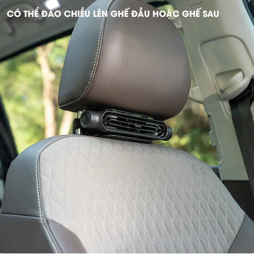 Quạt gắn ghế ô tô tích điện nâng cấp mới RG1433 2026, dùng cho ghế trước và ghế sau, có bản pin dự phòng 300mAh và bản cắm USB - Bảo hành 24 tháng
