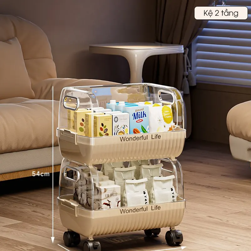 Kệ để đồ đa năng nhiều tầng phòng khách RG1331, giá để đồ ăn nhẹ - Giá để đồ di động có bánh xe thông minh
