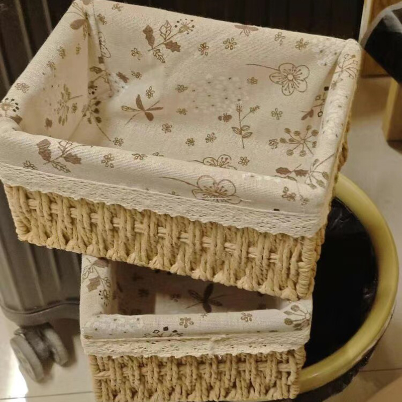 Hộp đựng đồ để bàn Regoo kiểu dệt giả mây, 3 size nhỏ/trung/lớn, giúp không gian gọn gàng