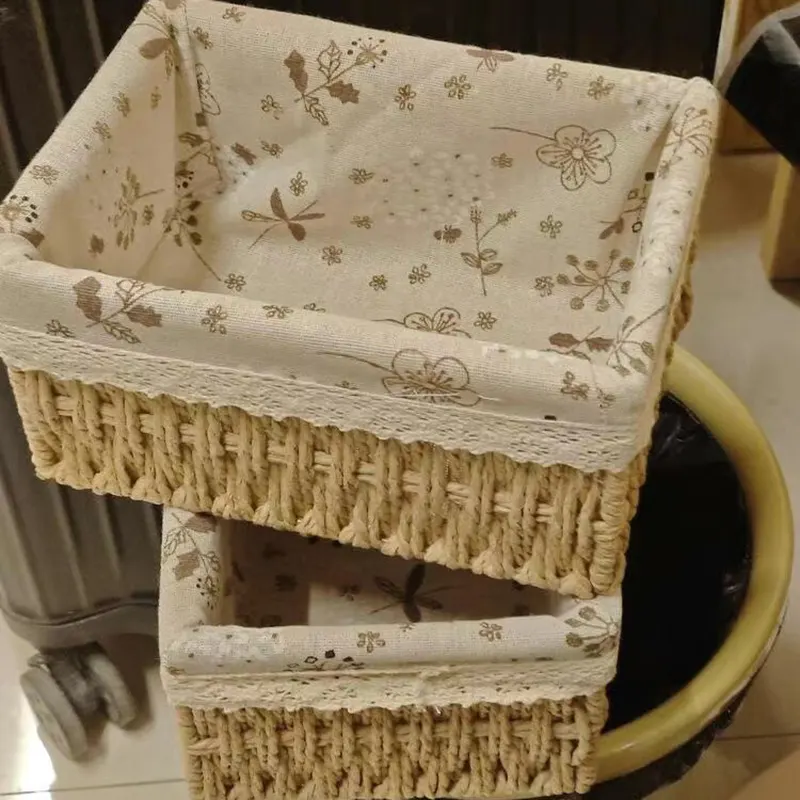 Hộp đựng đồ để bàn Regoo kiểu dệt giả mây, 3 size nhỏ/trung/lớn, giúp không gian gọn gàng RG841