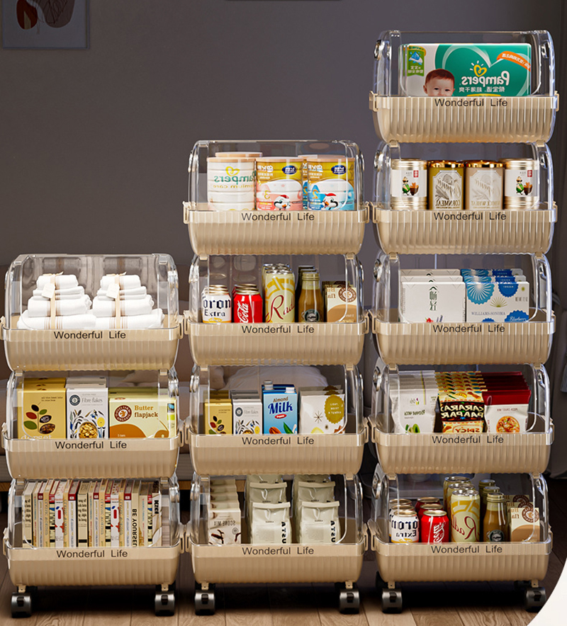 Kệ để đồ đa năng nhiều tầng phòng khách RG1331, giá để đồ ăn nhẹ - Giá để đồ di động có bánh xe thông minh