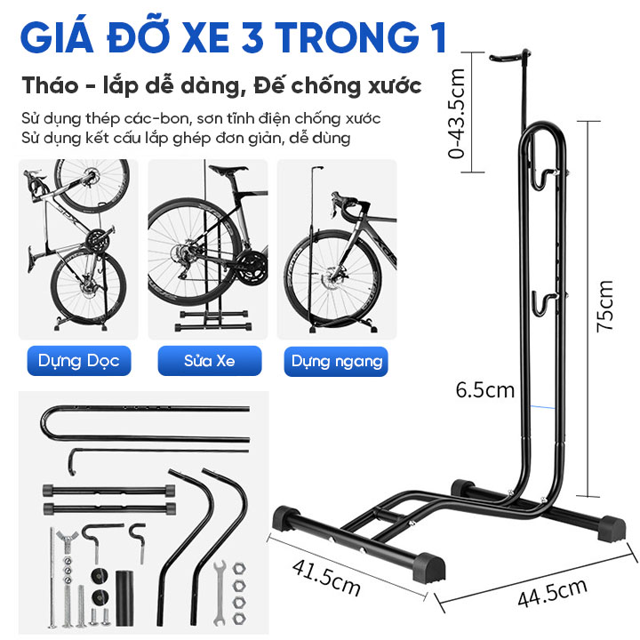 Giá đỡ xe đạp Regoo RG931, 3 trong 1, khung thép carbon, chỉnh 7 nấc, hợp xe 20-27.5 inch