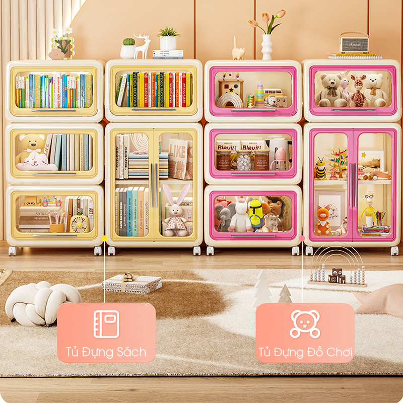 Tủ nhựa đa năng đựng đồ chơi, sách vở, đồ dùng và đồ ăn vặt cho bé - Tủ lắp ghép thông minh đa năng RG1231