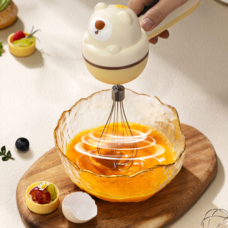 Máy đánh trứng, đánh bơ, máy đánh kem làm bánh cầm tay điện gia dụng nhỏ đa năng hình gấu dễ thương RG1332