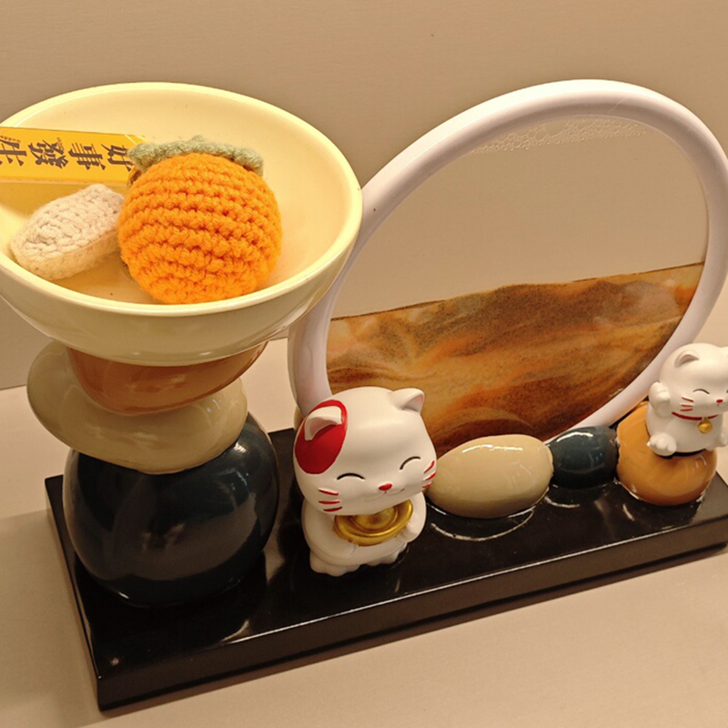 Tranh cát mèo thần tài Regoo RG342, cát chảy thư giãn, decor lối vào và quà tặng tân gia