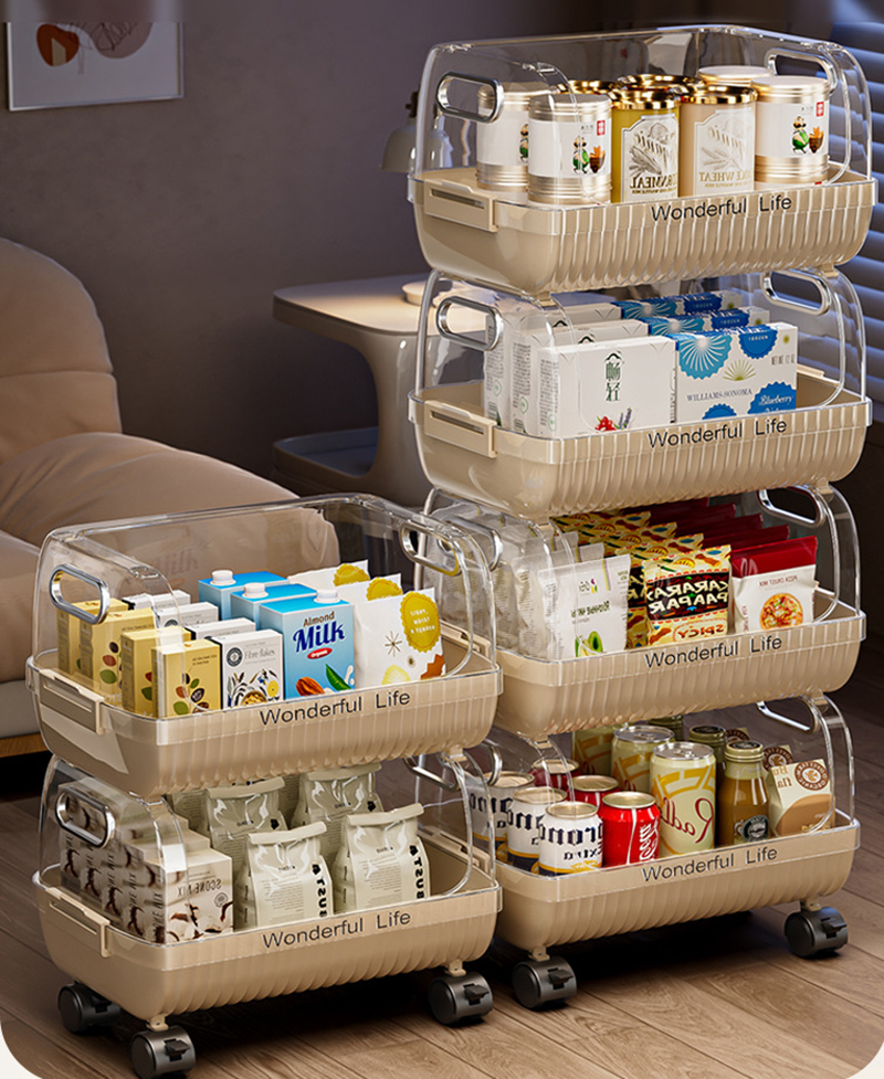 Kệ để đồ đa năng nhiều tầng phòng khách RG1331, giá để đồ ăn nhẹ - Giá để đồ di động có bánh xe thông minh