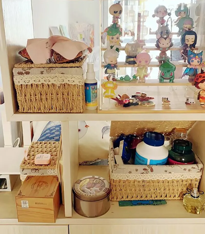 Hộp đựng đồ để bàn Regoo kiểu dệt giả mây, 3 size nhỏ/trung/lớn, giúp không gian gọn gàng RG841