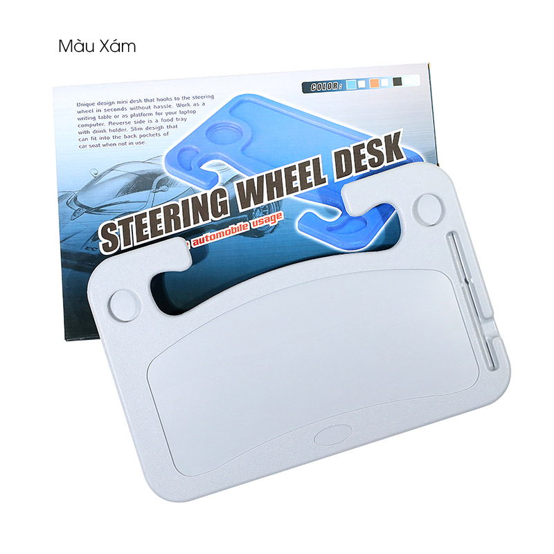 Khay đa năng gắn vô lăng ô tô, dùng làm bàn để laptop hoặc bàn ăn, bàn làm việc mini trong xe.