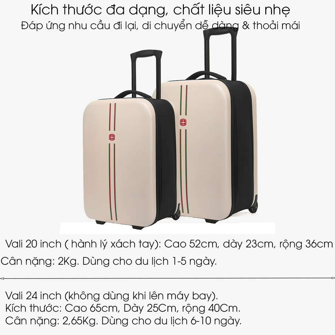 Vali du lịch gấp gọn phong cách tối giản phù hợp cho cả nam và nữ RG1435 - Vali gấp gọn 20 inch và 24 inch cao cấp