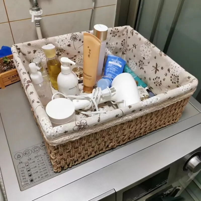 Hộp đựng đồ để bàn Regoo kiểu dệt giả mây, 3 size nhỏ/trung/lớn, giúp không gian gọn gàng RG841