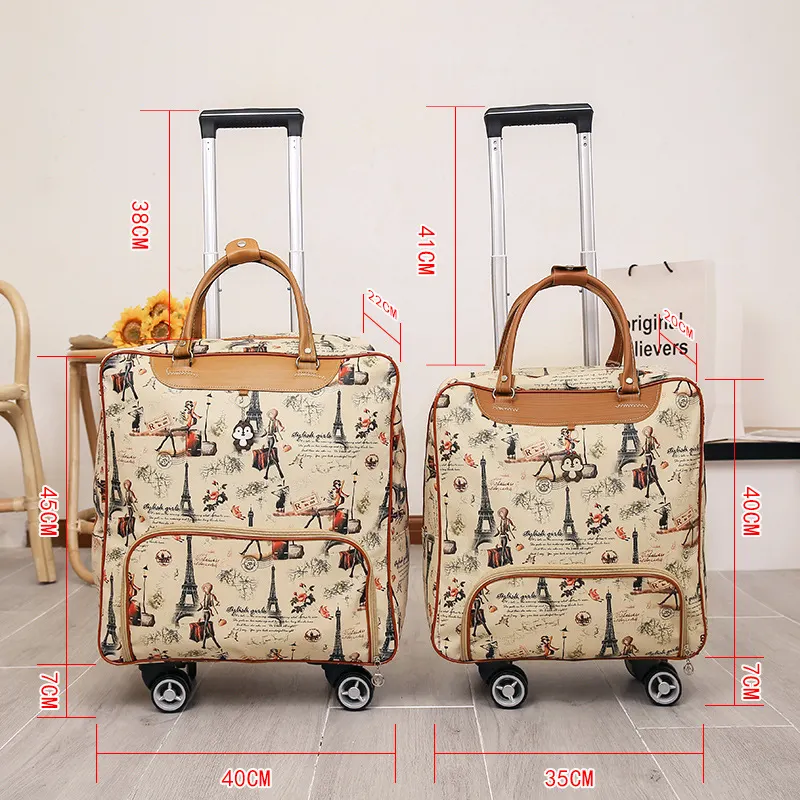 Túi du lịch kéo mini Regoo RG1434, da PU, có bánh xe và tay kéo, dung tích khoảng 20–35L