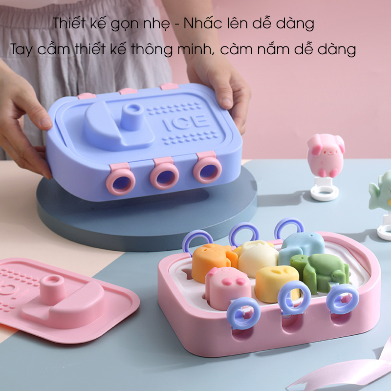 Khuôn làm kem đồ chơi cho bé hoạt hình dễ thương - Khuôn làm thạch, làm kẹo kết hợp đồ chơi trẻ em.