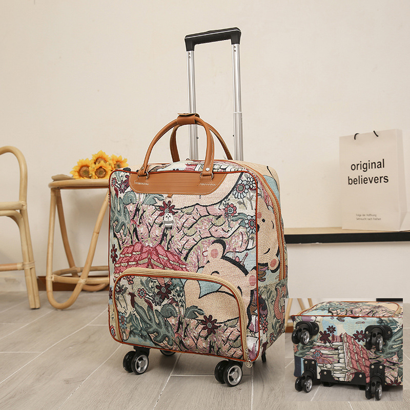 Túi du lịch kéo mini Regoo RG1434, da PU, có bánh xe và tay kéo, dung tích khoảng 20–35L