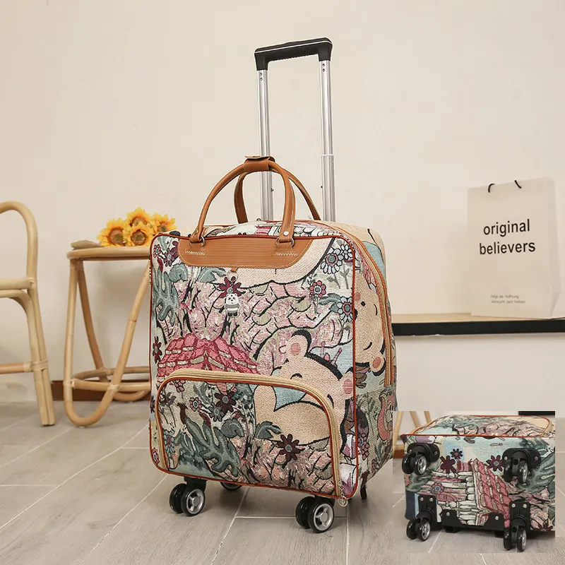 Túi du lịch kéo mini Regoo RG1434, da PU, có bánh xe và tay kéo, dung tích khoảng 20–35L