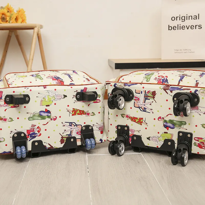 Túi du lịch kéo mini Regoo RG1434, da PU, có bánh xe và tay kéo, dung tích khoảng 20–35L