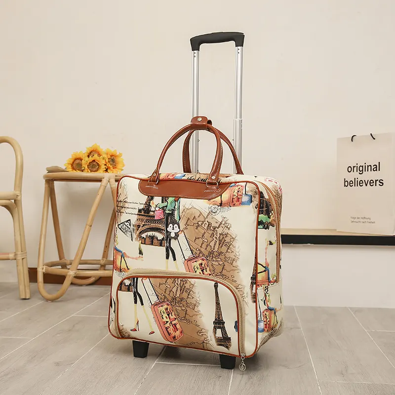 Túi du lịch kéo mini Regoo RG1434, da PU, có bánh xe và tay kéo, dung tích khoảng 20–35L