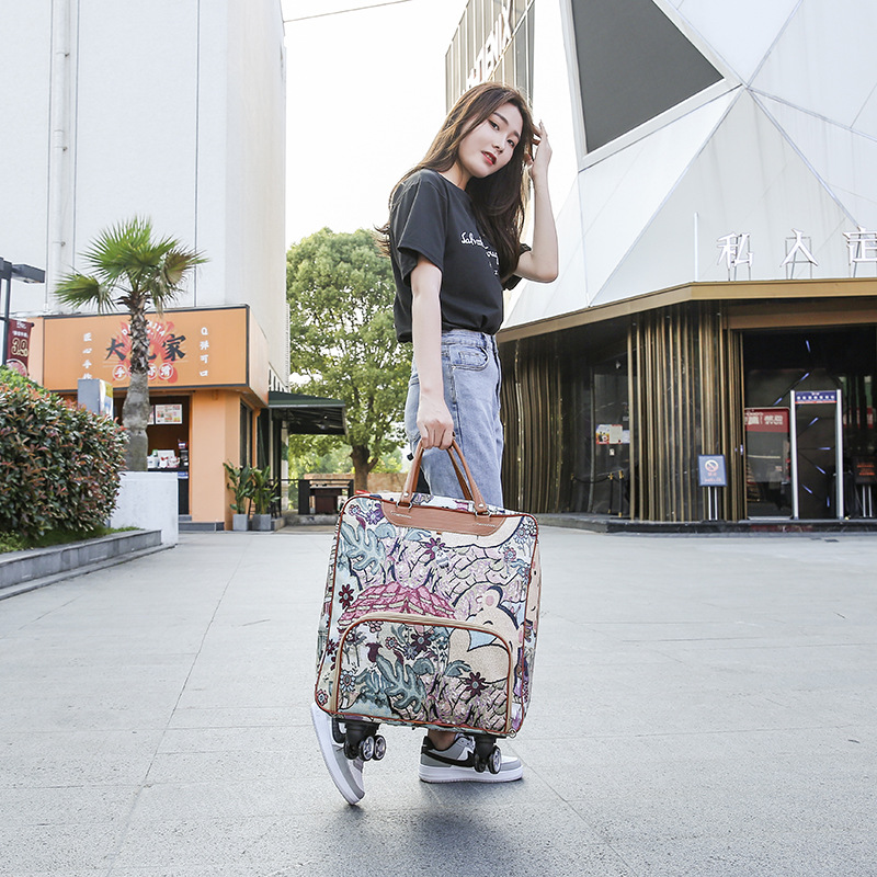 Túi du lịch kéo mini Regoo RG1434, da PU, có bánh xe và tay kéo, dung tích khoảng 20–35L