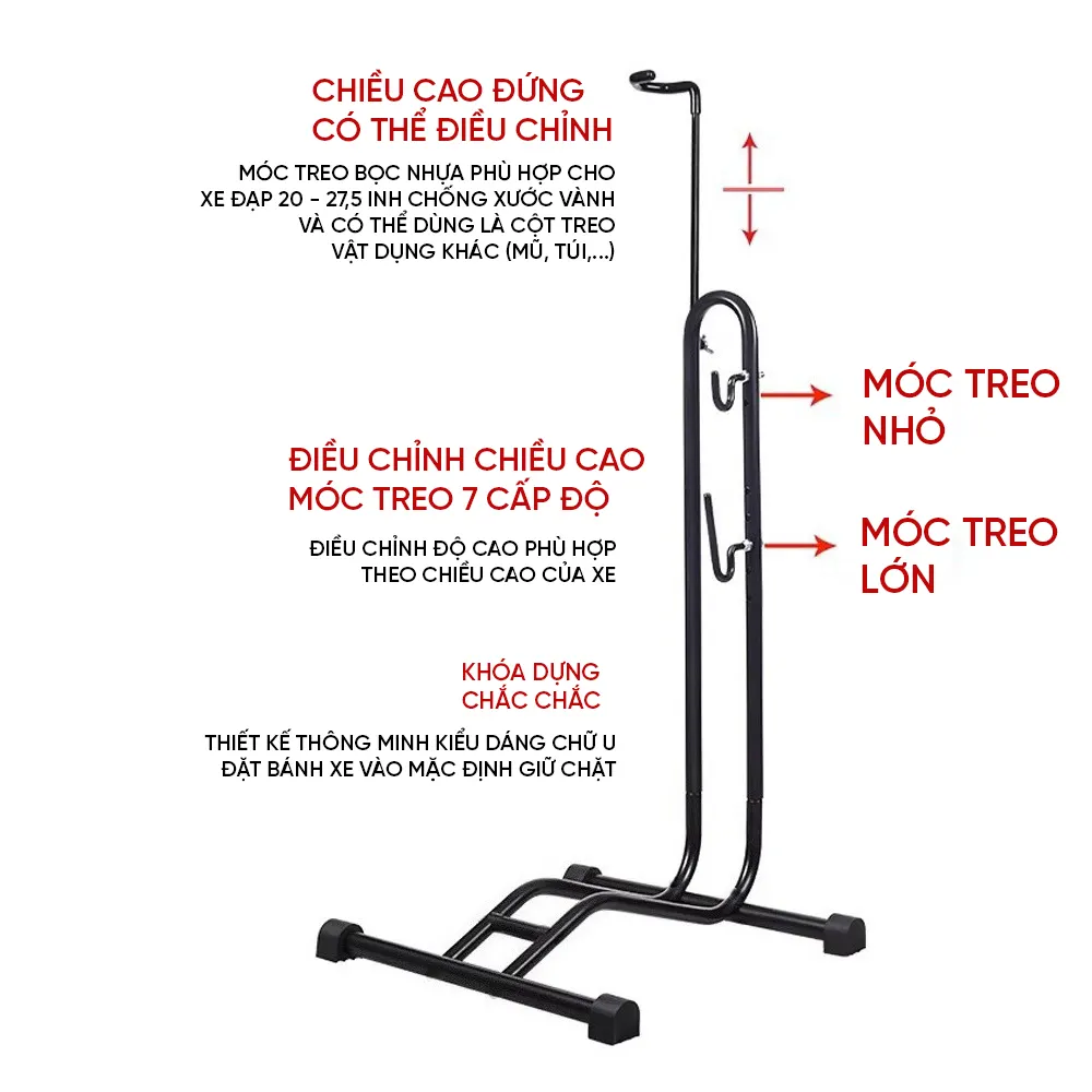 Giá đỡ xe đạp Regoo RG931, 3 trong 1, khung thép carbon, chỉnh 7 nấc, hợp xe 20-27.5 inch