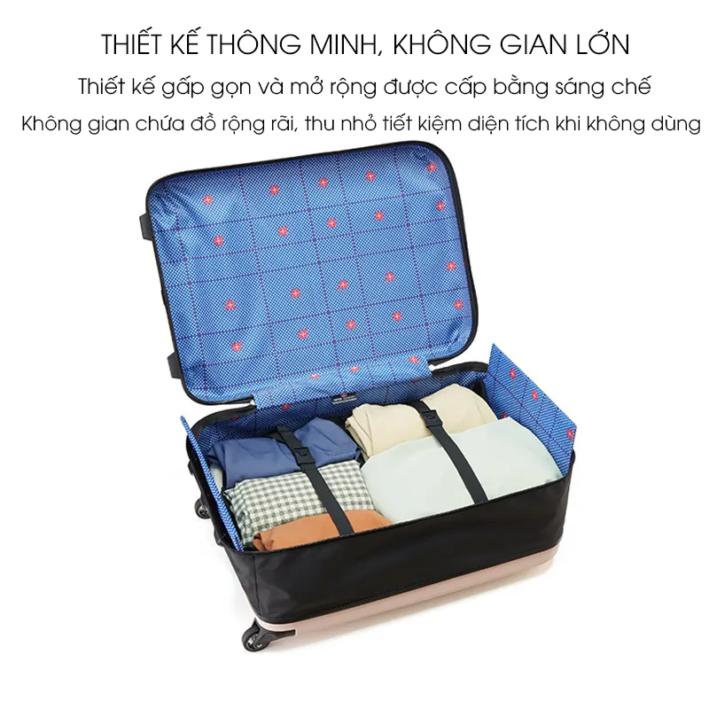 Vali du lịch gấp gọn phong cách tối giản phù hợp cho cả nam và nữ RG1435 - Vali gấp gọn 20 inch và 24 inch cao cấp