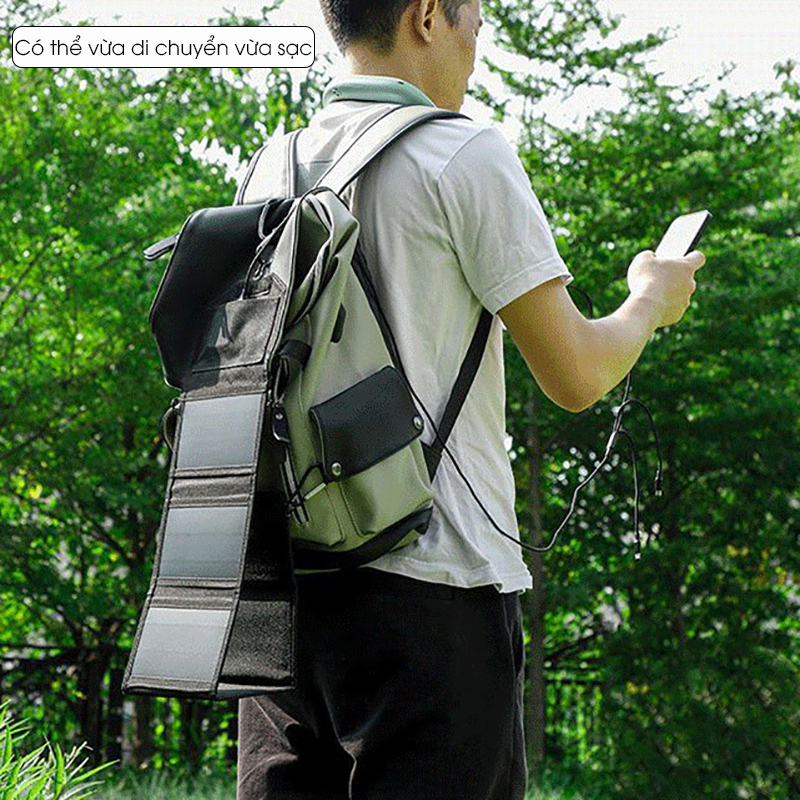 Tấm pin sạc năng lượng mặt trời gấp gọn thông minh, dùng ngoài trời để sạc thiết bị di động.