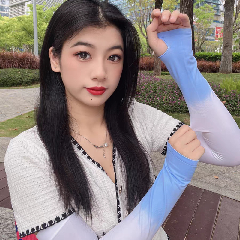 Ống tay chống nắng nữ Regoo RG645 vải thun lạnh freesize, phối màu chuyển sắc, đeo mát tay khi đi ngoài trời