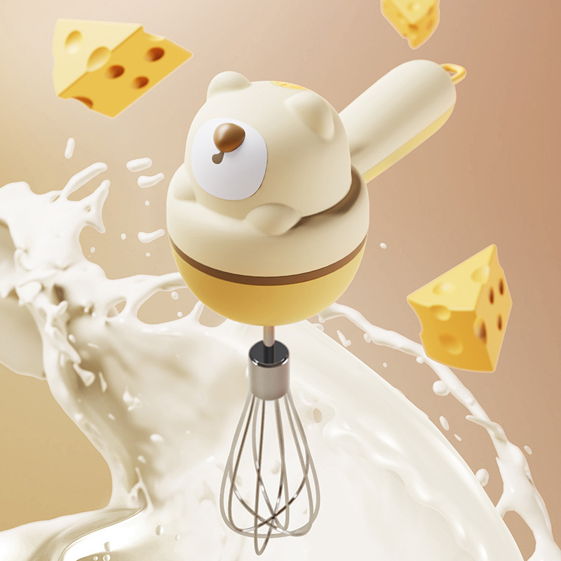 Máy đánh trứng, đánh bơ, máy đánh kem làm bánh cầm tay điện gia dụng nhỏ đa năng hình gấu dễ thương RG1332