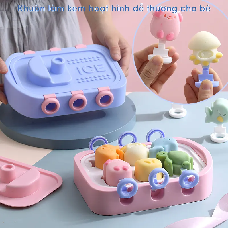 Khuôn làm kem đồ chơi cho bé hoạt hình dễ thương RG1436 - Khuôn làm thạch, làm kẹo kết hợp đồ chơi trẻ em.