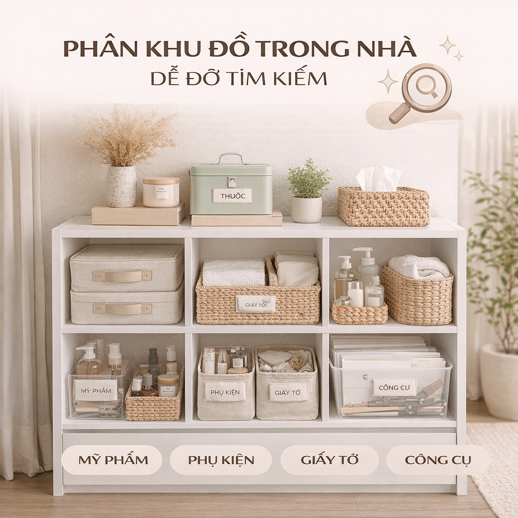 Phân khu đồ trong nhà để đỡ tìm kiếm: làm một lần đúng, đỡ lục tung mỗi ngày