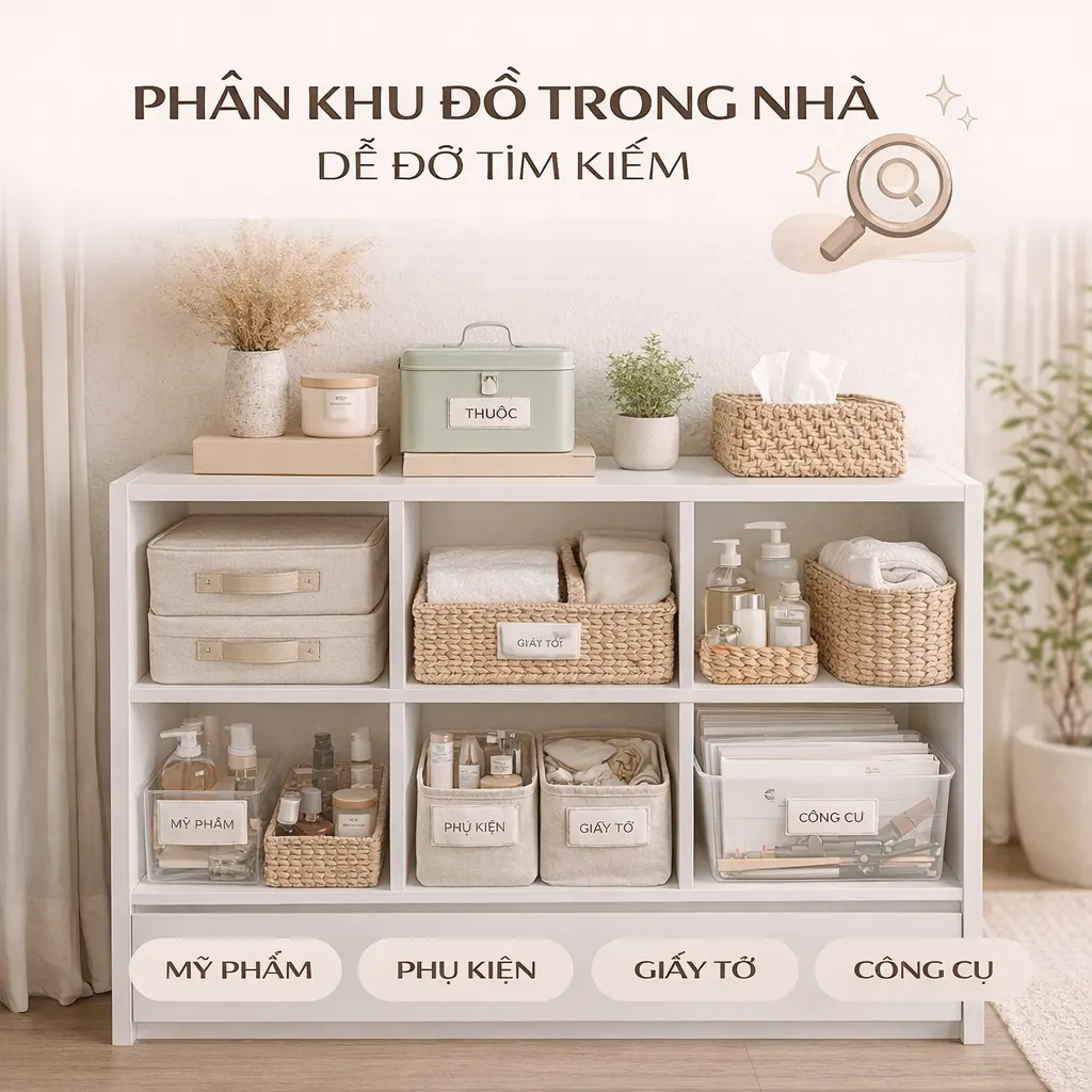 Phân khu đồ trong nhà để đỡ tìm kiếm: làm một lần đúng, đỡ lục tung mỗi ngày