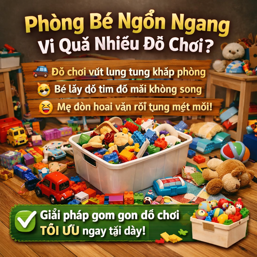 Phòng của bé bừa bộn vì đồ chơi quá nhiều? Cách gom gọn để con dễ chơi, nhà đỡ rối