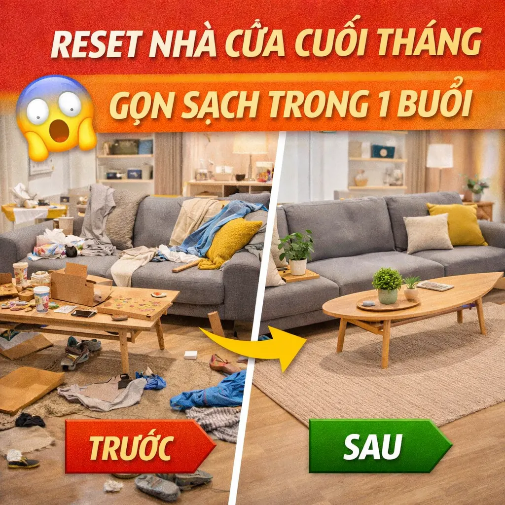 Reset nhà cửa cuối tháng gọn trong 1 buổi: 7 bước để bước sang tháng mới đỡ rối