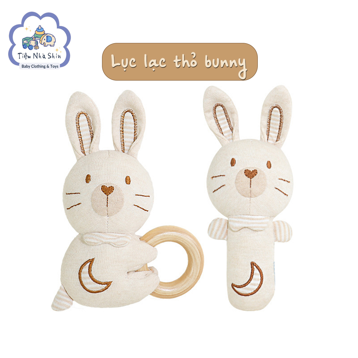 [Quà Sơ Sinh] Lục lạc sơ sinh Regoo bộ 2 món RG2049, vải sợi tre và gỗ rắn hữu cơ an toàn cho bé - Xúc xắc gặm nướu thú nhồi bông cho trẻ sơ sinh