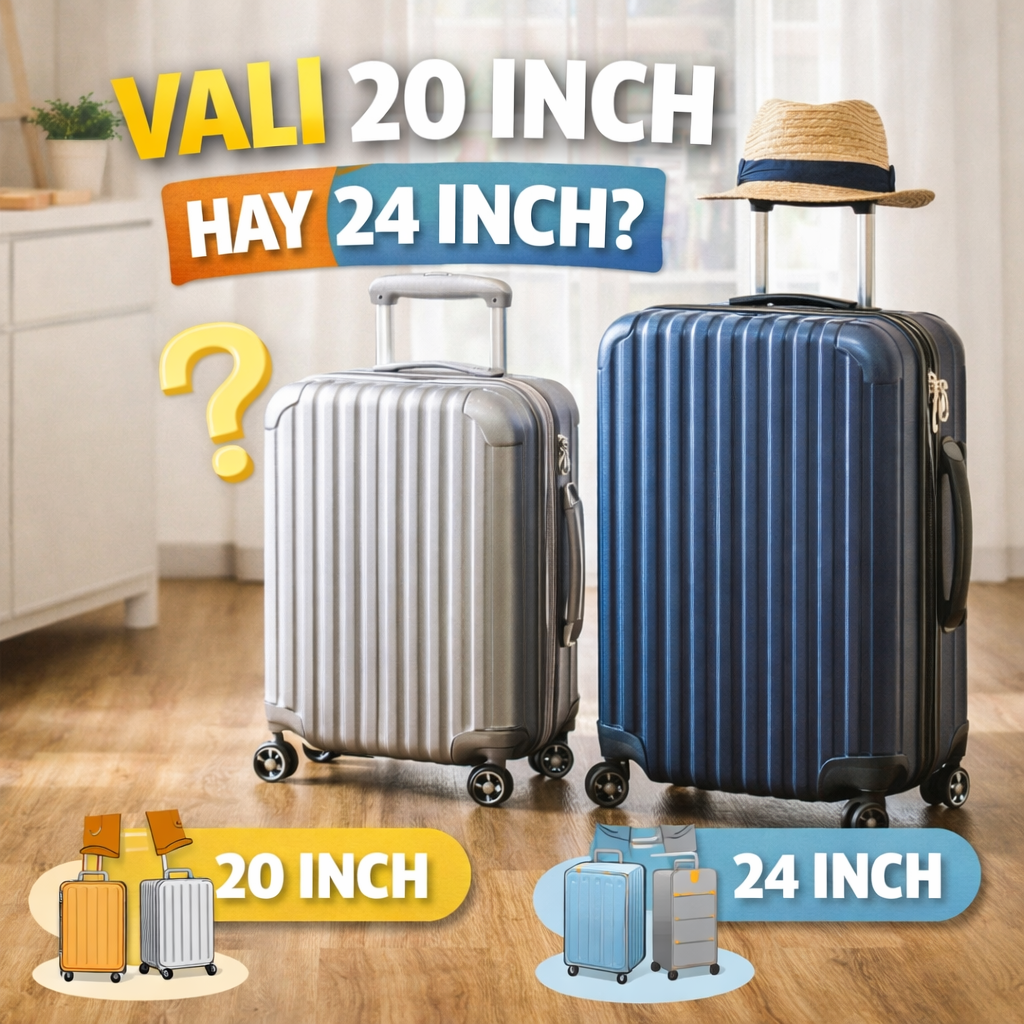 Vali 20 inch hay 24 inch cho chuyến đi ngắn? Cách chọn size dễ hiểu nhất