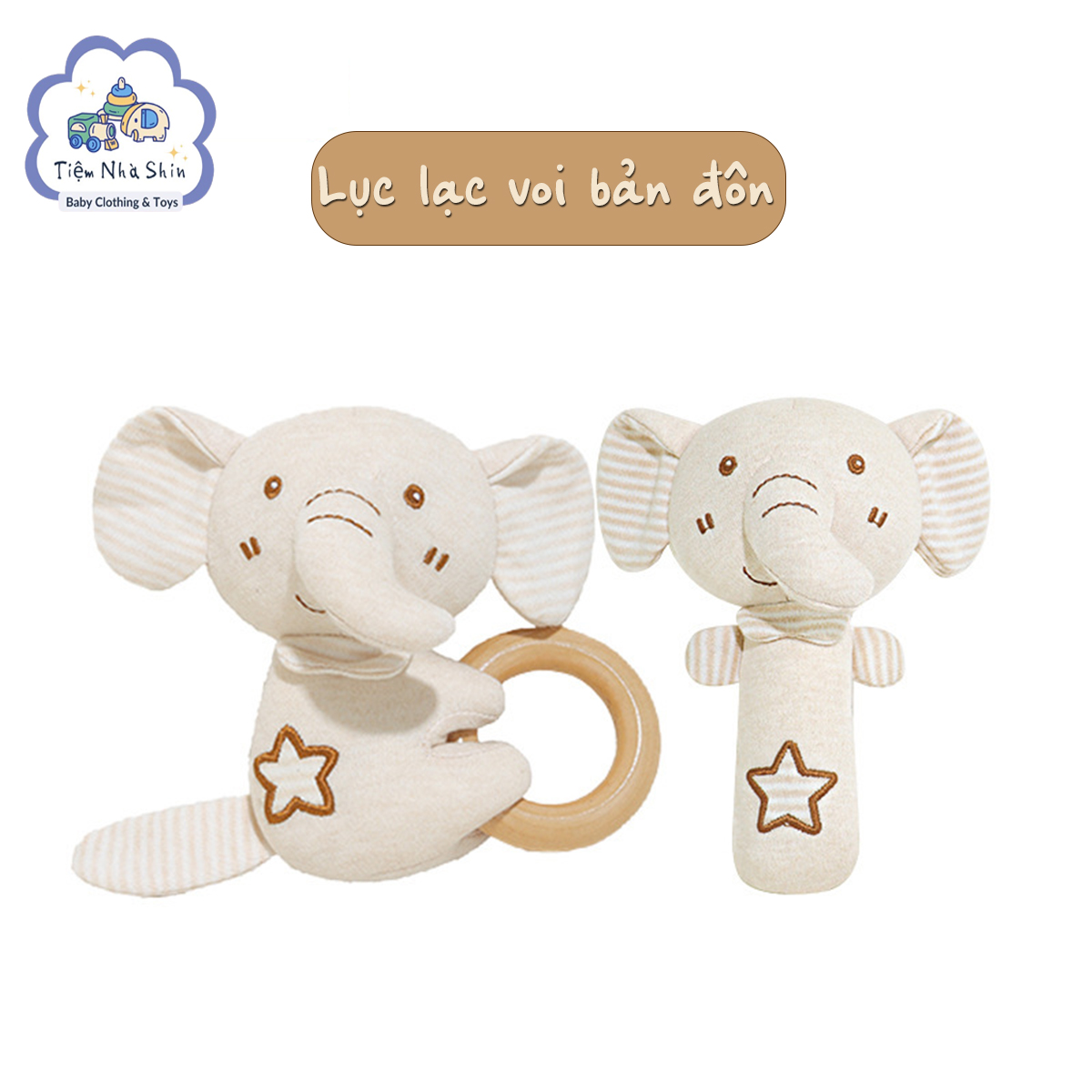 [Quà Sơ Sinh] Lục lạc sơ sinh Regoo bộ 2 món RG2049, vải sợi tre và gỗ rắn hữu cơ an toàn cho bé - Xúc xắc gặm nướu thú nhồi bông cho trẻ sơ sinh